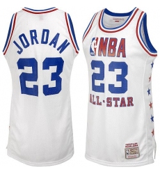 Men's Mitchell and Ness Chicago Bulls #23 Michael Jordan Authentic White 1985 All Star Throwback NBA Jersey