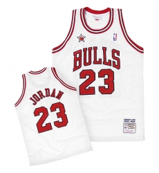 Men's Mitchell and Ness Chicago Bulls #23 Michael Jordan Swingman White 1998 Throwback NBA Jersey