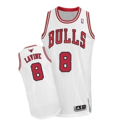 Men's Adidas Chicago Bulls #8 Zach LaVine Authentic White Home NBA Jersey