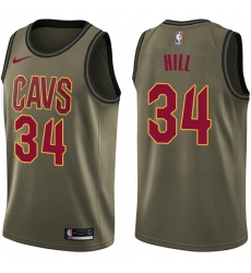 Men's Nike Cleveland Cavaliers #34 Tyrone Hill Swingman Green Salute to Service NBA Jersey