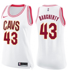 Women's Nike Cleveland Cavaliers #43 Brad Daugherty Swingman White/Pink Fashion NBA Jersey