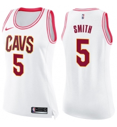 Women's Nike Cleveland Cavaliers #5 J.R. Smith Swingman White/Pink Fashion NBA Jersey