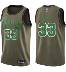 Men's Nike Boston Celtics #33 Larry Bird Swingman Green Salute to Service NBA Jersey