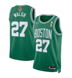 Men's Boston Celtics #27 Jordan Walsh Kelly Green 2024 Finals Champions Icon Edition Stitched Basketball Jersey