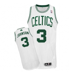 Men's Adidas Boston Celtics #3 Dennis Johnson Authentic White Home NBA Jersey