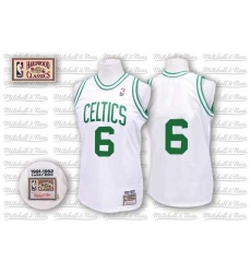 Men's Mitchell and Ness Boston Celtics #6 Bill Russell Swingman White Throwback NBA Jersey