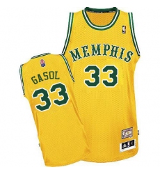 Men's Adidas Memphis Grizzlies #33 Marc Gasol Authentic Gold ABA Hardwood Classic NBA Jersey