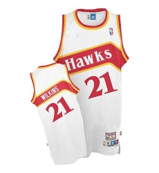 Men's Adidas Atlanta Hawks #21 Dominique Wilkins Authentic White Throwback NBA Jersey