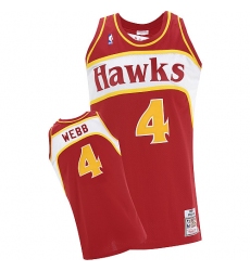 Men's Adidas Atlanta Hawks #4 Spud Webb Authentic Red Throwback NBA Jersey