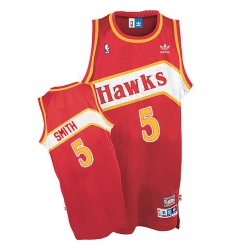 Men's Adidas Atlanta Hawks #5 Josh Smith Authentic Red Throwback NBA Jersey