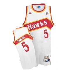 Men's Adidas Atlanta Hawks #5 Josh Smith Authentic White Throwback NBA Jersey