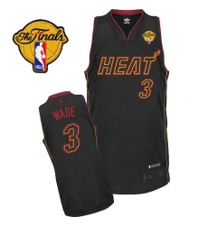 Men's Adidas Miami Heat #3 Dwyane Wade Authentic Black Carbon Fiber Fashion Finals Patch NBA Jersey