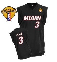 Men's Adidas Miami Heat #3 Dwyane Wade Authentic Black Flash Fashion Finals Patch NBA Jersey