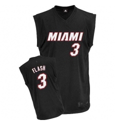 Men's Adidas Miami Heat #3 Dwyane Wade Authentic Black Flash Fashion NBA Jersey