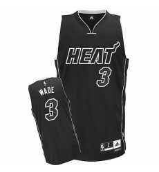 Men's Adidas Miami Heat #3 Dwyane Wade Authentic Black Shadow NBA Jersey