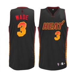 Men's Adidas Miami Heat #3 Dwyane Wade Authentic Black Vibe NBA Jersey