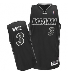 Men's Adidas Miami Heat #3 Dwyane Wade Authentic Black/White NBA Jersey