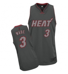 Men's Adidas Miami Heat #3 Dwyane Wade Authentic Grey Graystone Fashion NBA Jersey