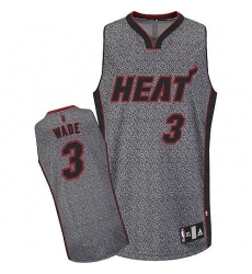 Men's Adidas Miami Heat #3 Dwyane Wade Authentic Grey Static Fashion NBA Jersey