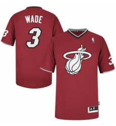 Men's Adidas Miami Heat #3 Dwyane Wade Authentic Red 2013 Christmas Day NBA Jersey