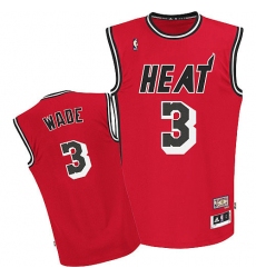 Men's Adidas Miami Heat #3 Dwyane Wade Authentic Red Hardwood Classics Nights NBA Jersey