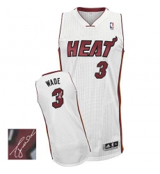 Men's Adidas Miami Heat #3 Dwyane Wade Authentic White Home Autographed NBA Jersey