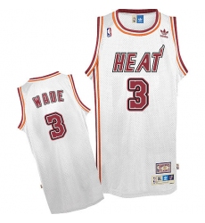 Men's Adidas Miami Heat #3 Dwyane Wade Authentic White Throwback NBA Jersey