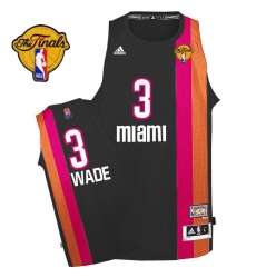 Men's Adidas Miami Heat #3 Dwyane Wade Swingman Black ABA Hardwood Classic Finals Patch NBA Jersey