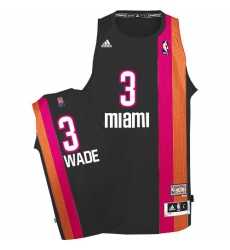 Men's Adidas Miami Heat #3 Dwyane Wade Swingman Black ABA Hardwood Classic NBA Jersey