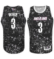 Men's Adidas Miami Heat #3 Dwyane Wade Swingman Black City Light NBA Jersey