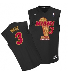 Men's Adidas Miami Heat #3 Dwyane Wade Swingman Black Finals Champions NBA Jersey