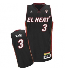 Men's Adidas Miami Heat #3 Dwyane Wade Swingman Black Latin Nights NBA Jersey