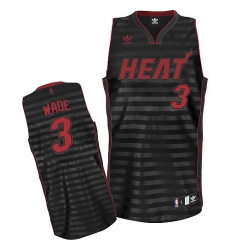 Men's Adidas Miami Heat #3 Dwyane Wade Swingman Black/Grey Groove NBA Jersey