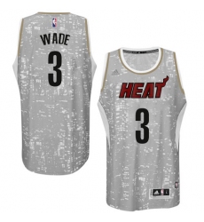 Men's Adidas Miami Heat #3 Dwyane Wade Swingman Grey City Light NBA Jersey