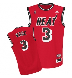 Men's Adidas Miami Heat #3 Dwyane Wade Swingman Red Hardwood Classics Nights NBA Jersey