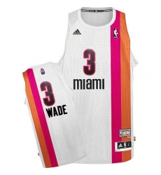 Men's Adidas Miami Heat #3 Dwyane Wade Swingman White ABA Hardwood Classic NBA Jersey