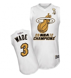 Men's Majestic Miami Heat #3 Dwyane Wade Swingman White Finals Champions NBA Jersey