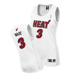 Women's Adidas Miami Heat #3 Dwyane Wade Authentic White Home NBA Jersey