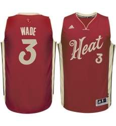 Youth Adidas Miami Heat #3 Dwyane Wade Authentic Red 2015-16 Christmas Day NBA Jersey