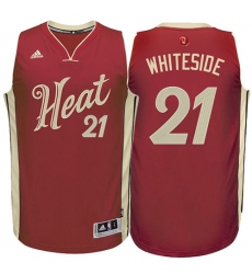 Men's Adidas Miami Heat #21 Hassan Whiteside Swingman Red 2015-16 Christmas Day NBA Jersey