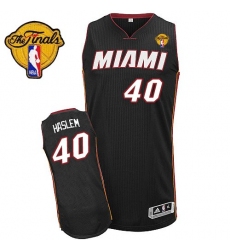 Men's Adidas Miami Heat #40 Udonis Haslem Authentic Black Road Finals Patch NBA Jersey