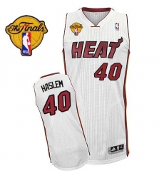 Men's Adidas Miami Heat #40 Udonis Haslem Authentic White Home Finals Patch NBA Jersey