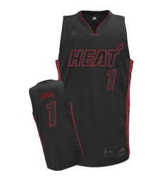 Men's Adidas Miami Heat #1 Chris Bosh Swingman Black Black/Red No. NBA Jersey