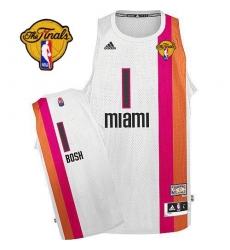 Men's Adidas Miami Heat #1 Chris Bosh Swingman White ABA Hardwood Classic Finals Patch NBA Jersey