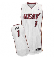 Youth Adidas Miami Heat #1 Chris Bosh Authentic White Home NBA Jersey