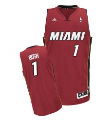 Youth Adidas Miami Heat #1 Chris Bosh Swingman Red Alternate NBA Jersey