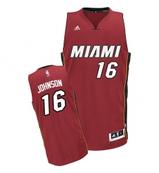 Men's Adidas Miami Heat #16 James Johnson Swingman Red Alternate NBA Jersey