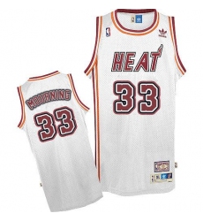 Men's Adidas Miami Heat #33 Alonzo Mourning Swingman White Throwback NBA Jersey