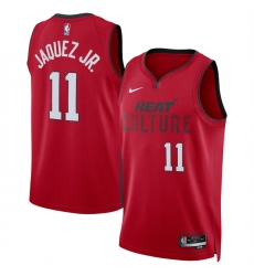 Men's Miami Heat #11 Jaime Jaquez Jr. Red 2024-25 City Edition Stitched Basketball Jersey