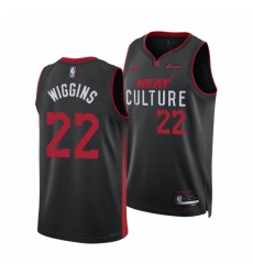 Men's Miami Heat #22 Andrew Wiggins Black 2025 City Edition Stitched Basketball Jersey